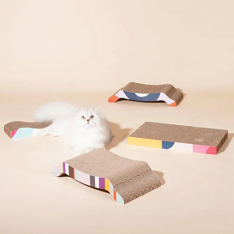 Memphis Cat Scratching Boards - Vibrant & Durable Corrugated Cardboard Scratcher for Cats