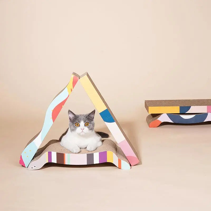 Memphis Cat Scratching Boards - Vibrant & Durable Corrugated Cardboard Scratcher for Cats